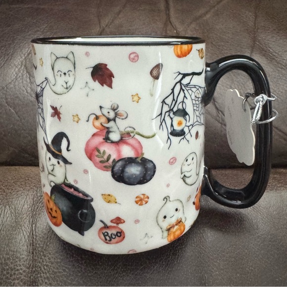 Spooky Ghosts Cats & Pumpkins Ceramic Halloween Mug - Bella Lux - Picture 1 of 9